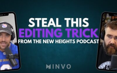 New Heights Podcast: 16 Elevate Your Life with Inspiring Stories and Powerful Insights Two podcasters from the New Heights Podcast appear on mobile screens with bold text saying "Steal This Editing Trick