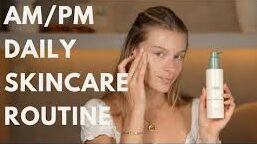 Woman applying skincare product during her AM/PM daily skincare routine