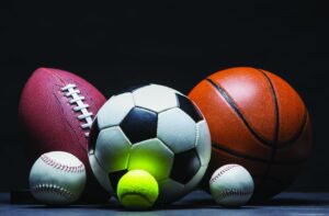 Sports is the only path that leads to health, culture and success Multiple sports balls display