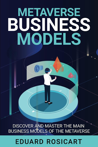 Illustration of a person exploring digital business models in a metaverse environment, from the book "Metaverse Business Models" by Eduard Rosicart.