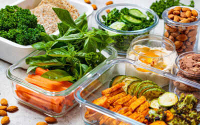 Meal Prep Healthy and Simple Food Every Day Meal Prep Healthy Healthy meal prep containers with fresh vegetables, nuts, hummus, and roasted vegetables