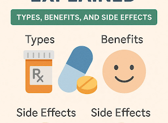 Anxiety Medication Explained: Types Benefits and Side Effects Anxiety Medication Infographic explaining anxiety medication types, benefits, and side effects with icons