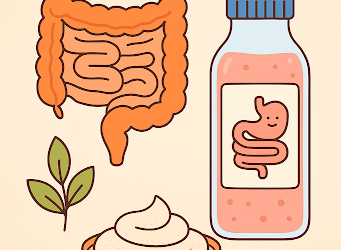 Probiotic Drinks: A Natural Boost for Gut Health Illustration of probiotic drinks with yogurt, gut health icons, and digestive system benefits