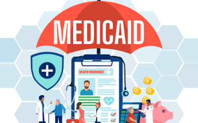 Medicaid: How the Program Provides Affordable Health Care in the U.S. Medicaid health coverage concept showing families under a protective shield labeled Medicaid