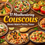 Couscous dish served with vegetables and spices